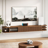 71" Floating TV Stand with Fluted Doors, Solid Wood Media Console with Cable Management for 50-90" TVs 3