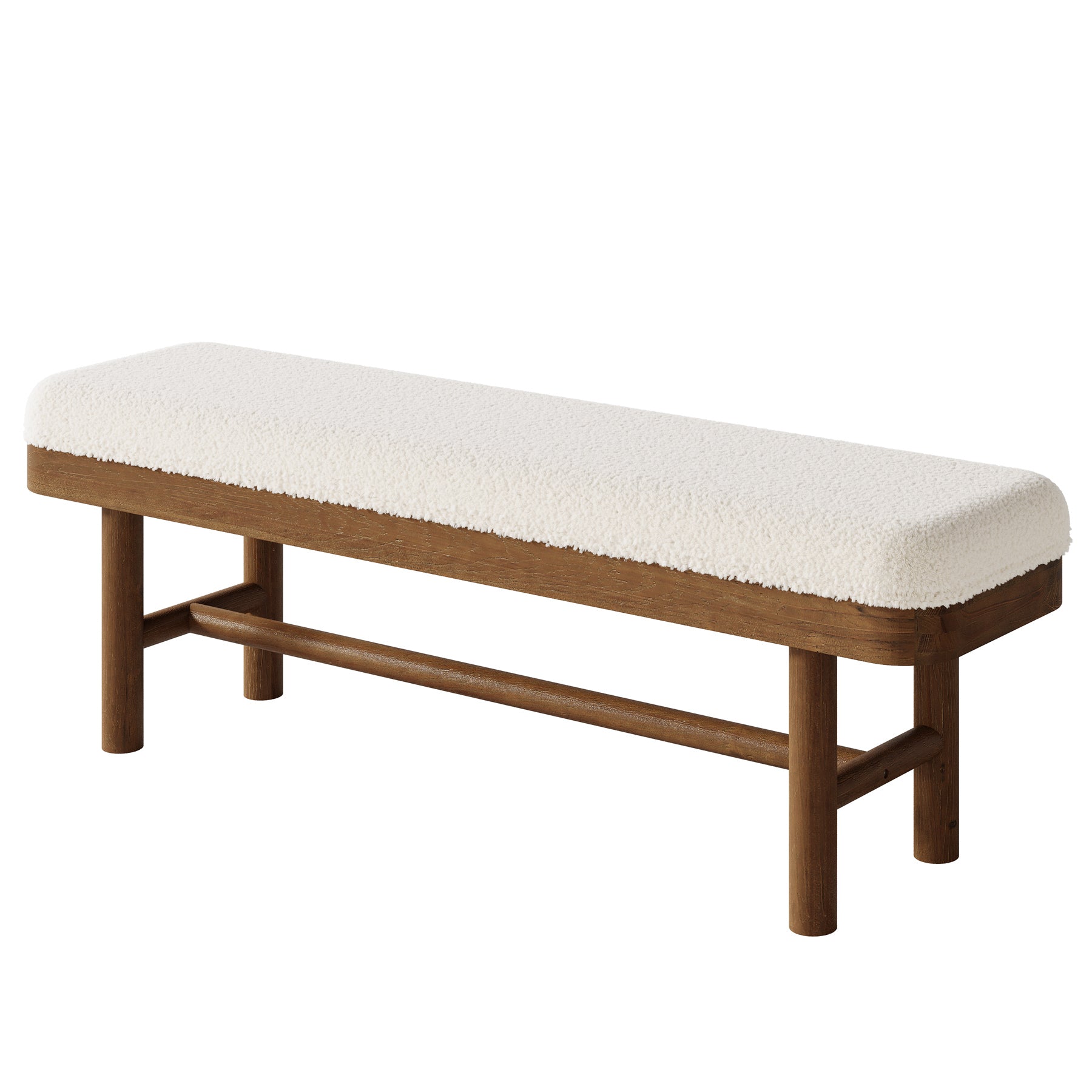 55" Upholstered Bedroom Bench, End of Bed Bench with Solid Wood Frame & Cushion