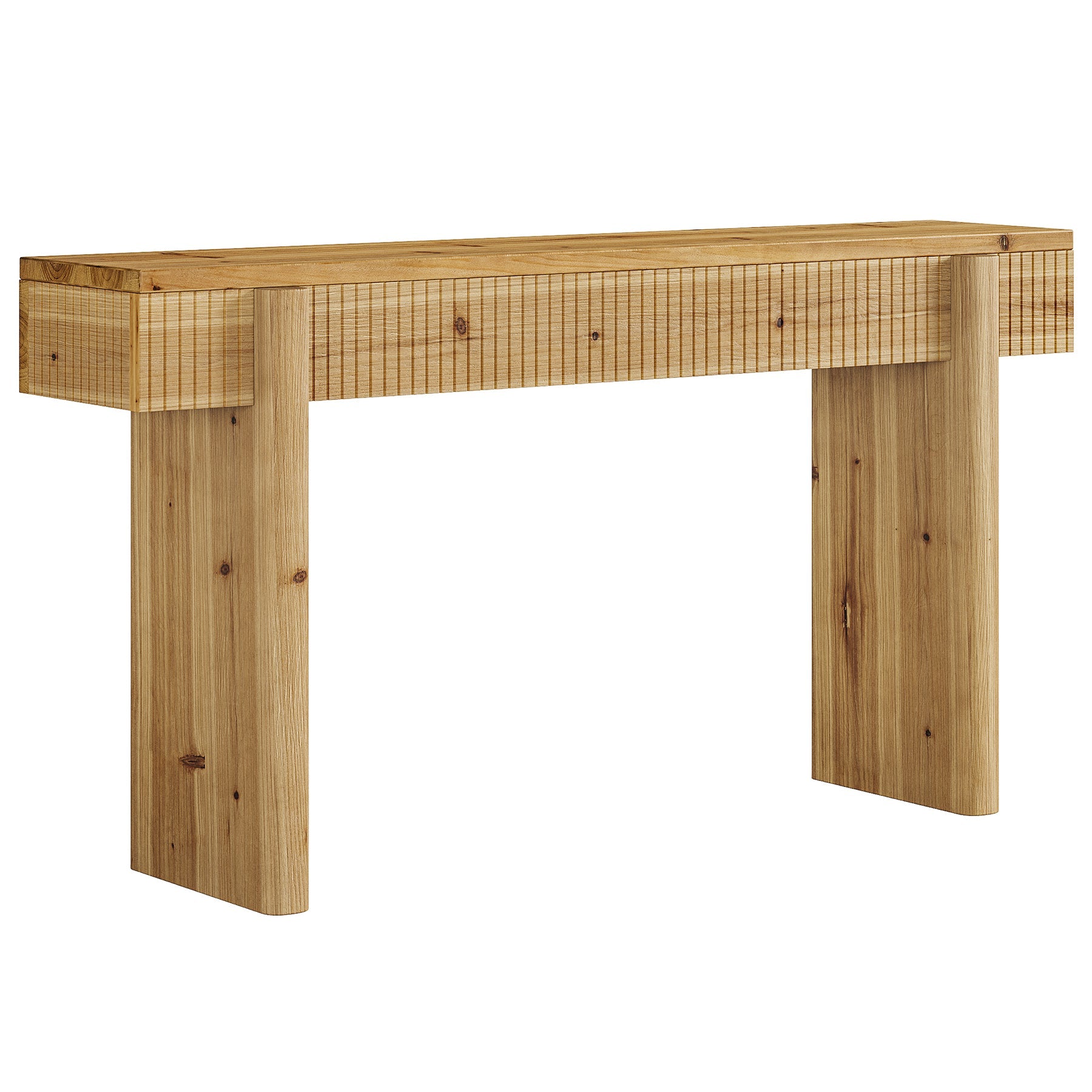 55" Solid Wood Rustic Console Table, Farmhouse Entryway Table Behind Couch for Living Room