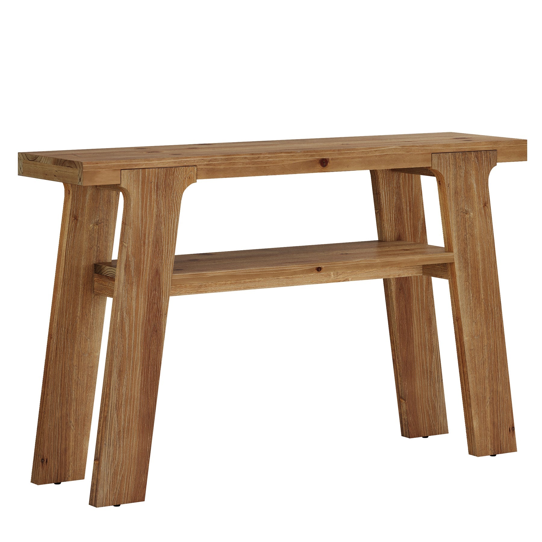 Solid Wood Console Table, 47" Farmhouse Small Sofa Table with 2-Tier Storage