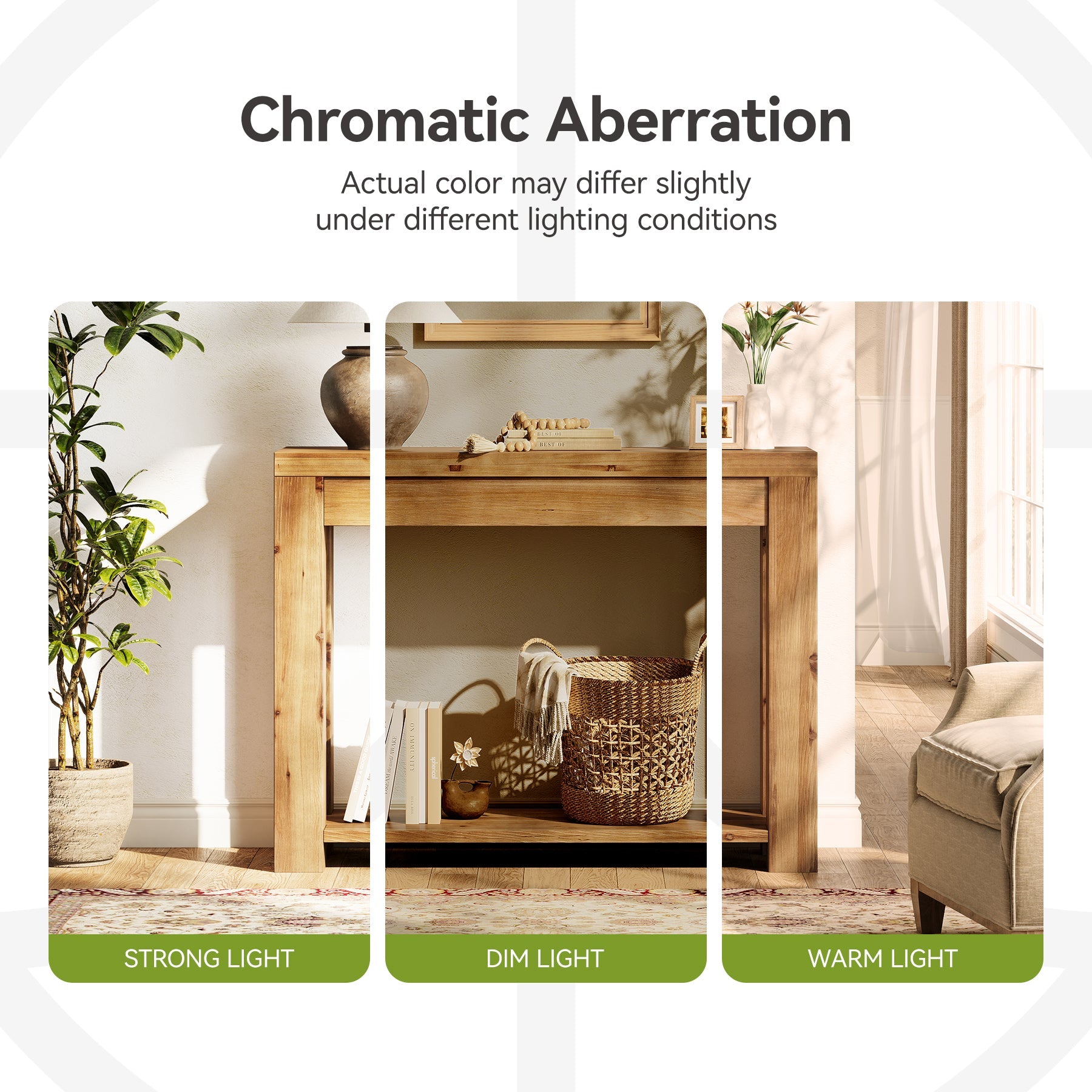 Solid Wood 43.31" Farmhouse Console Table, Narrow Entryway Sofa Table for Living Room, Hallway