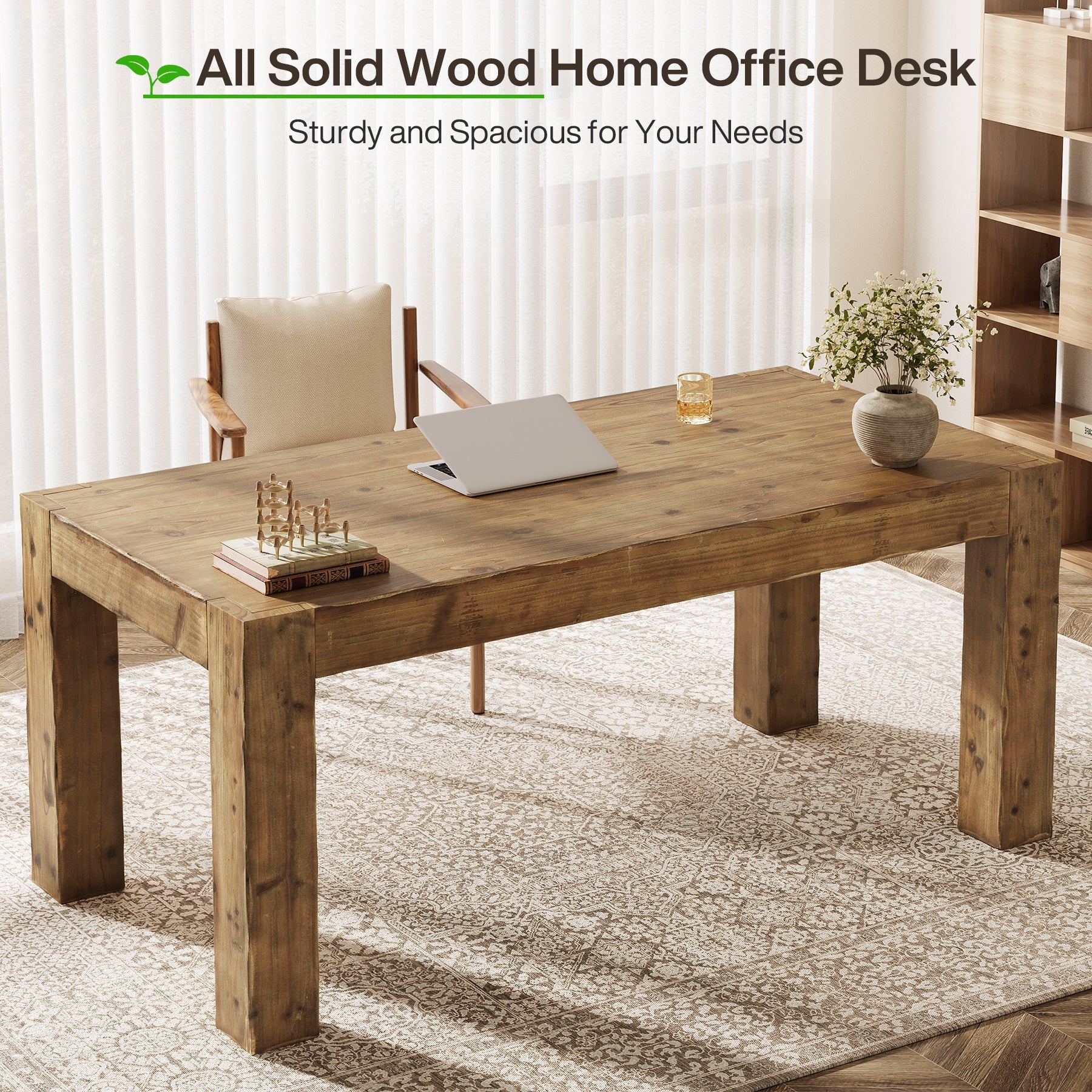 63" Executive Desk, Office Computer Desk with Thick Desktop Tribesigns