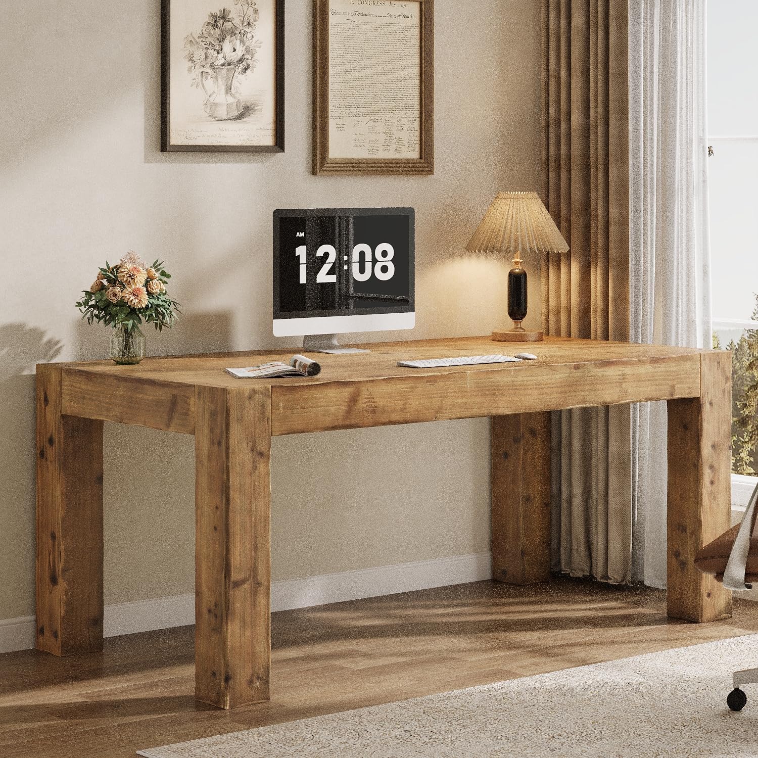63" Executive Desk, Office Computer Desk with Thick Desktop Tribesigns