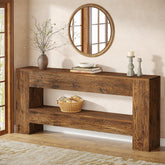 Solid Wood Console Table, 63" Farmhouse Entryway Table with 2-Tier Storage Shelf 3