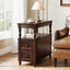 23.6" End Table, Solid Wood Accent Nightstand Bedside Table with Double Drawer