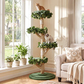Solid Wood Cat Tree, 59.06" Tall Cat Tower with Sisal Scratching Posts, Washable & Removable Cushions 3