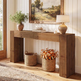 63" Solid Wood Console Table with 2 Drawers, Fluted Entryway Sofa Table for Hallway, Foyer 3