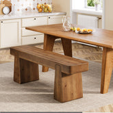 47" Solid Wood Dining Bench, Farmhouse Dining Table Bench for 2-3 3