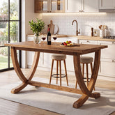 Solid Wood Counter Height Table, 59" Bar Table Farmhouse Dining Table for 4-6 3