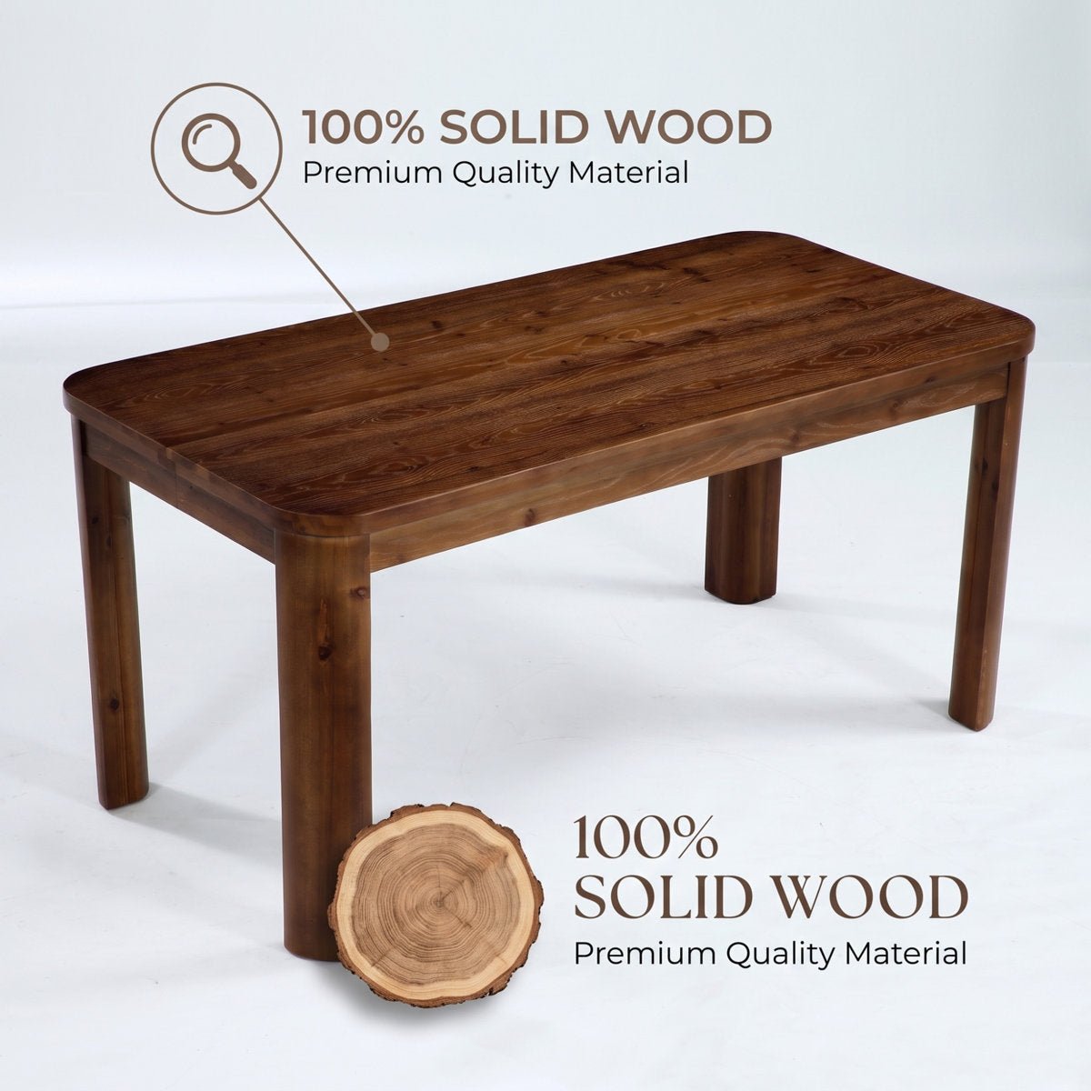 63" Solid Wood Computer Desk, Rectangular Home Office Desk
