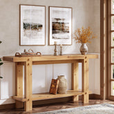 63" Farmhouse Console Table, 2-Tier Solid Wood Entryway Sofa Table 3