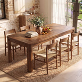 63" Solid Wood Dining Table, Rectangular Rounded Edge Farmhouse Kitchen Table 3