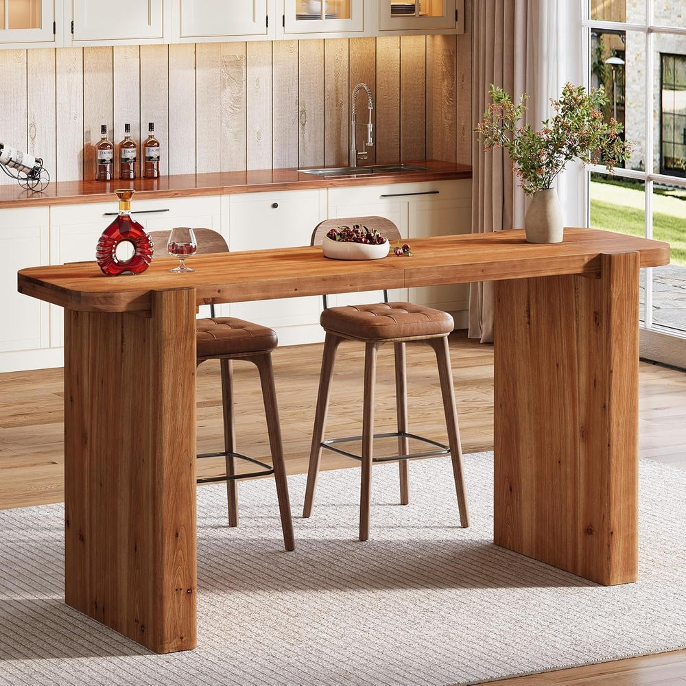 63" Solid Wood Bar Table, Rectangular Counter Height Pub Table-TribeWood