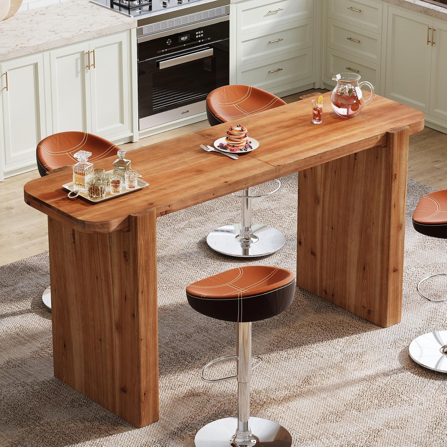 63" Solid Wood Bar Table, Rectangular Counter Height Pub Table Home Bar Table