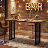 63" Solid Wood Bar Table, Rectangular Counter Height Pub Table with Metal Frame for Home Bar 3