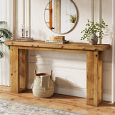 63" Solid Wood Console Table, Farmhouse Rectangular Sofa Table Behind The Couch 3
