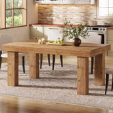 63" Solid Wood Dining Table, Farmhouse Kitchen Table with Heavy Duty Legs for 4-6 3