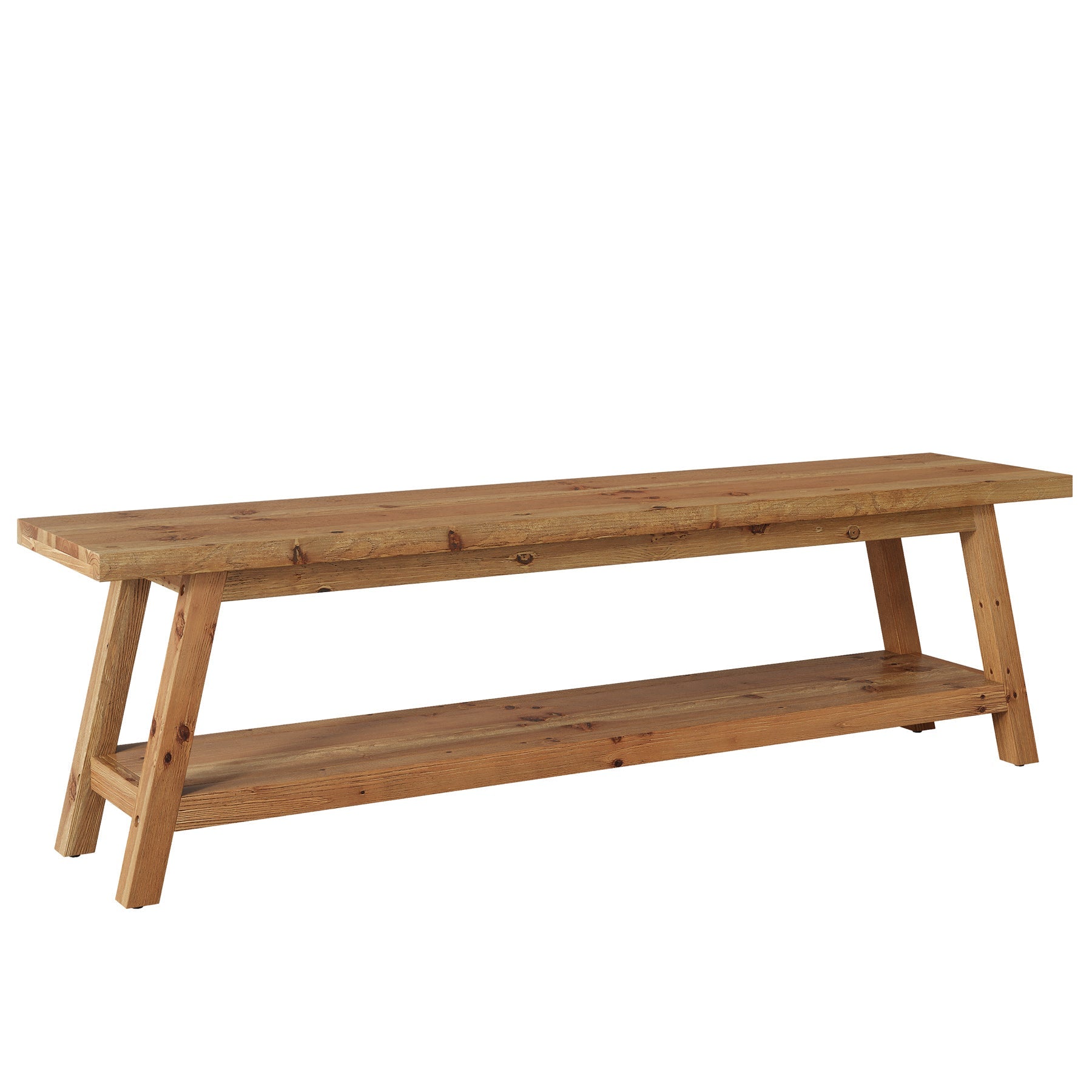 63" Solid Wood Entryway Bench, Hallway Shoe Bench with Storage Shelf