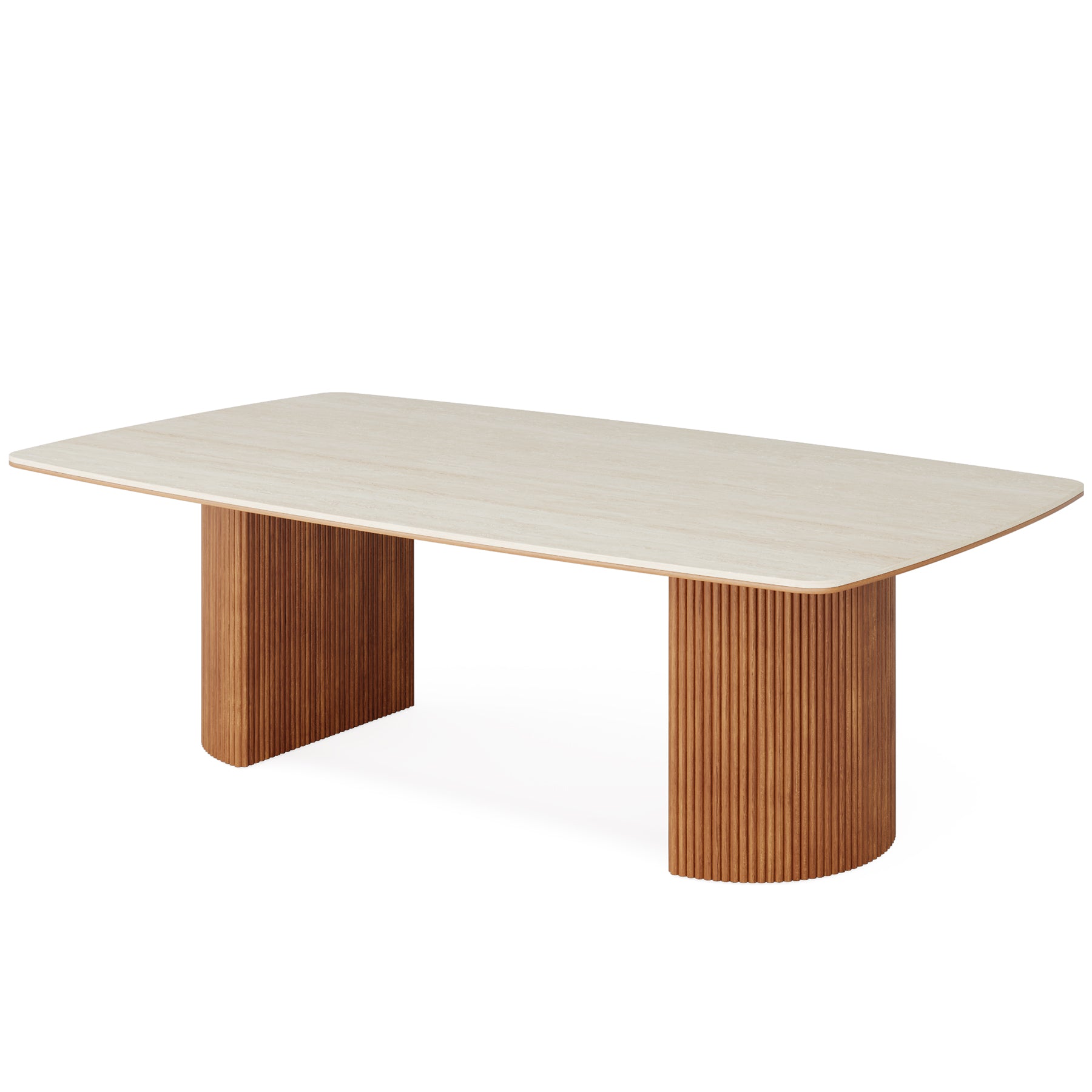 78.7" Executive Desk, Travertine Slab Computer Desk With Semi-Circular Base