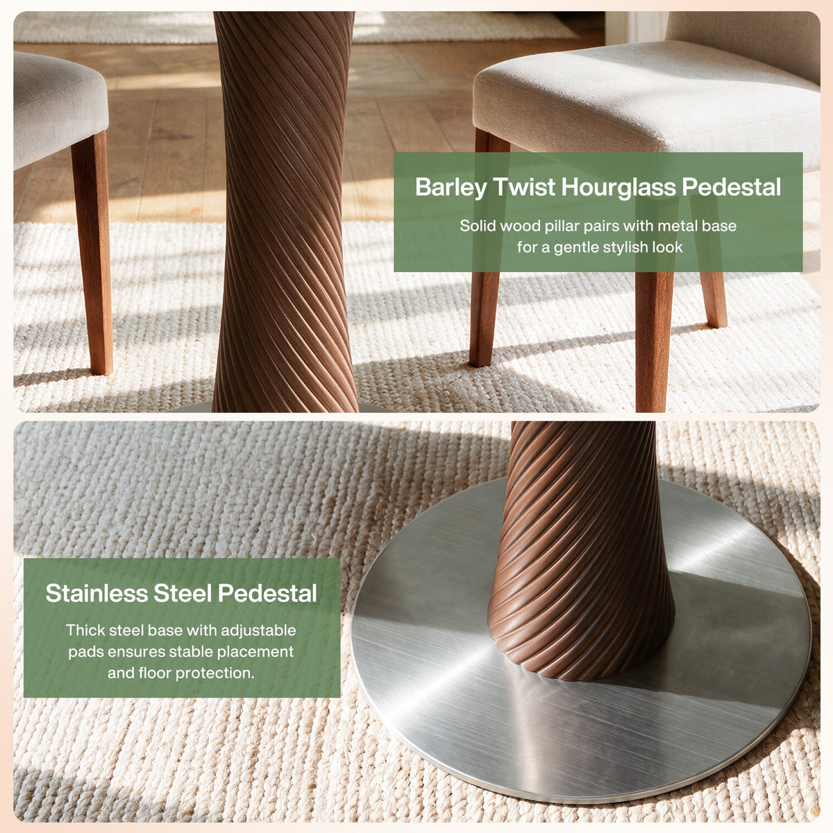31.5” Solid Wood Conference Table, Round Meeting Table with Hourglass Pedestal for Home Office