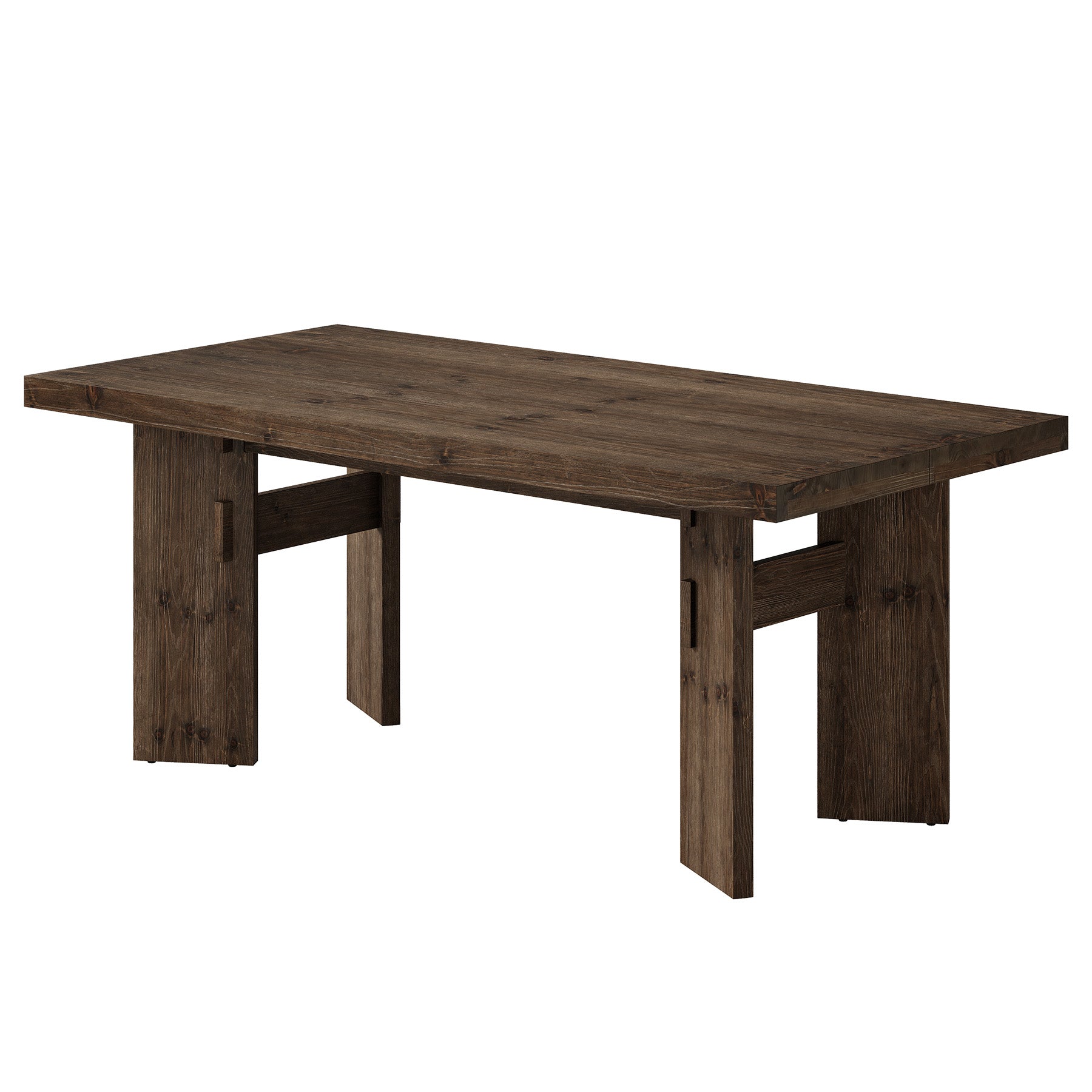Solid Wood Dining Table for 4-6 People, 63" Rectangular Kitchen Table