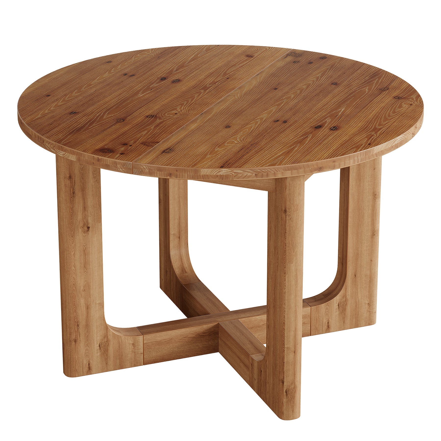 Round Solid Wood Conference Table, 39.4" Meeting Table with Cross Base for Office
