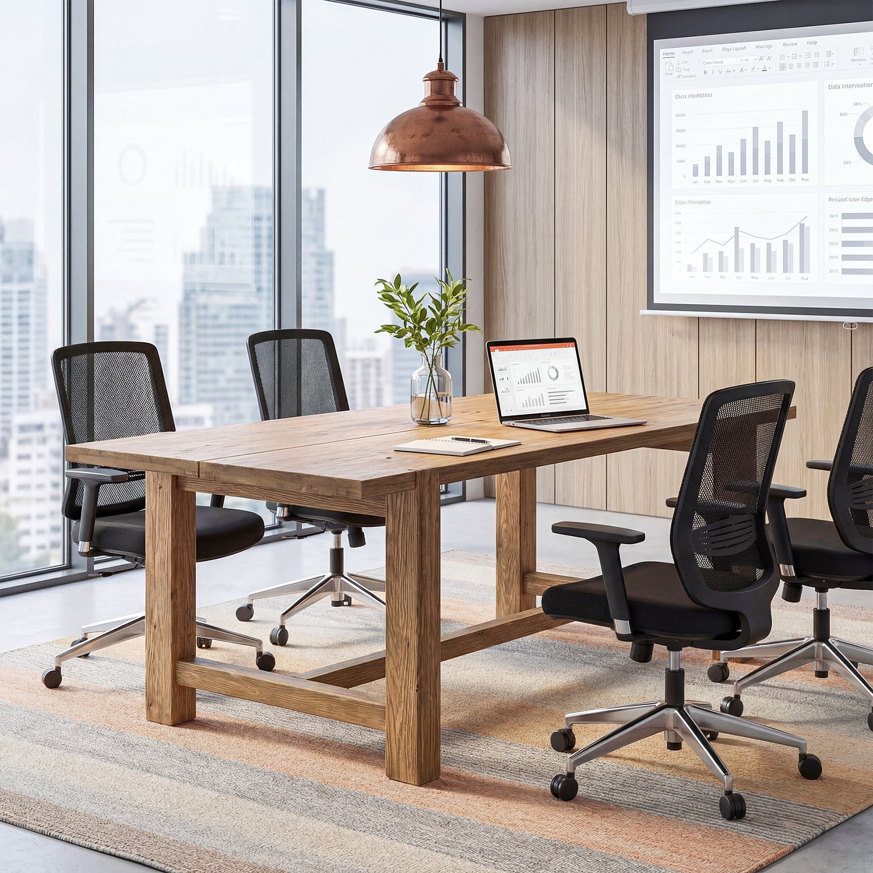 63 Inch Solid Wood Computer Desk, Farmhouse Executive Office Desk for Home Office Workspace