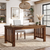 63" Solid Wood Computer Desk, Sturdy Farmhouse Home Office Writing Table 3