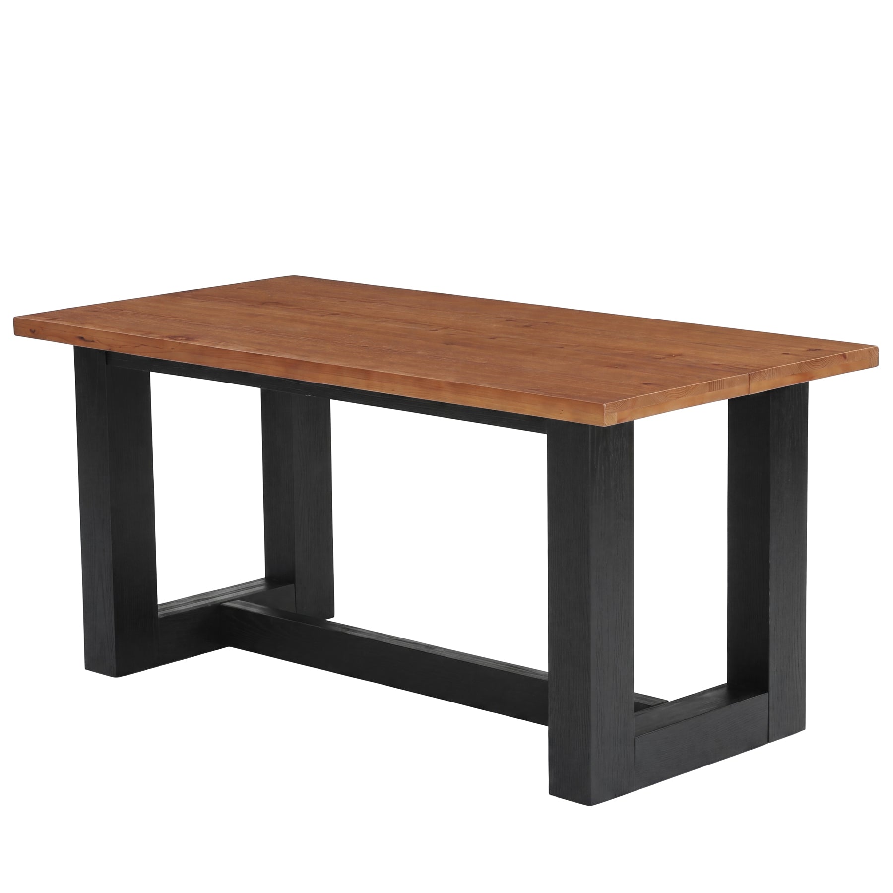 63" Rectangle Dining Table, Solid Wood Kitchen Table with Heavy-Duty Legs for 6 People