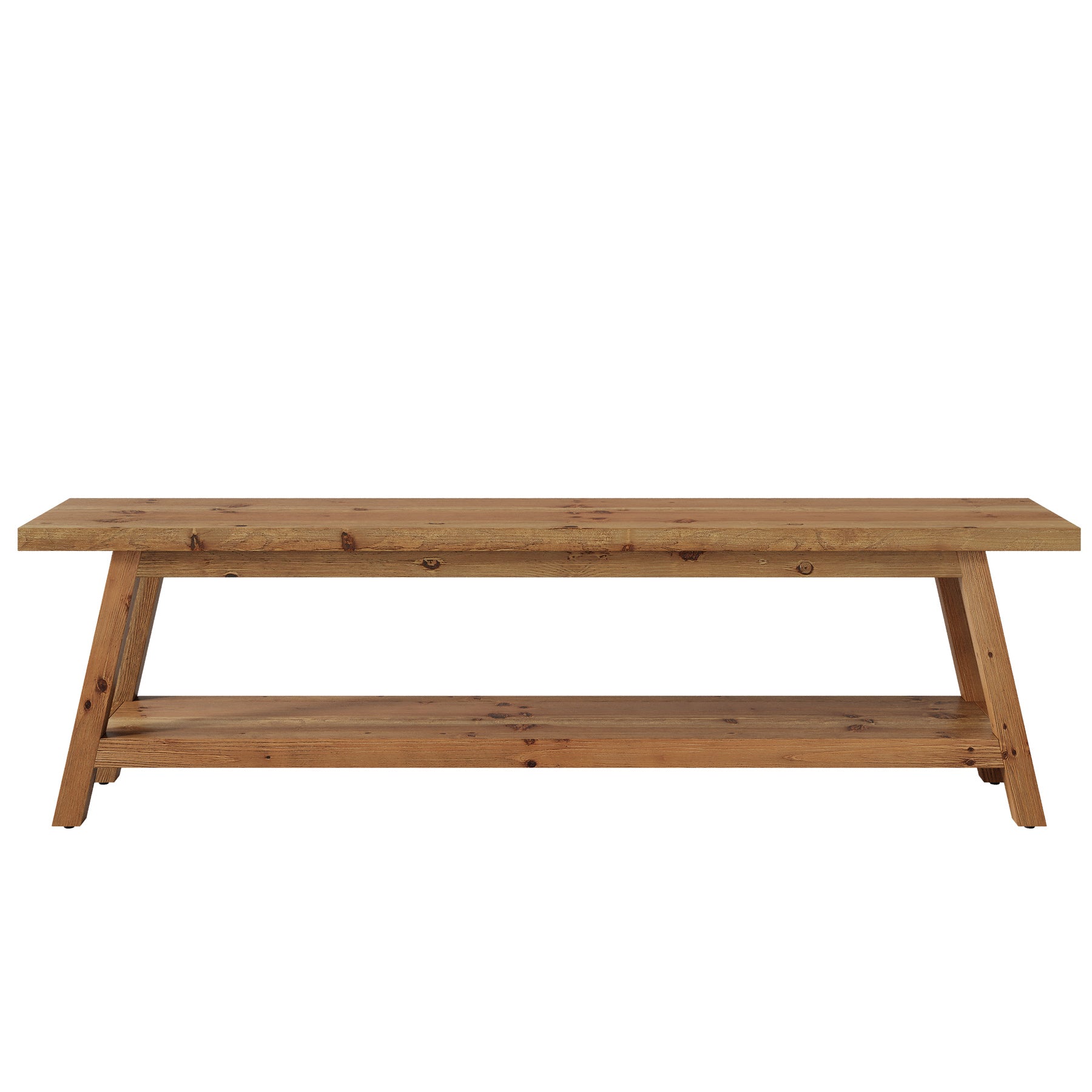 63" Wood Dining Room Bench, Farmhouse Kitchen Bench Seating with Storage Shelf