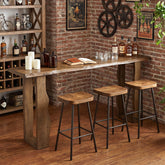 Solid Wood Bar Table with Curved Wave Legs, 70.9" Counter Height Pub Table for Kitchen 3