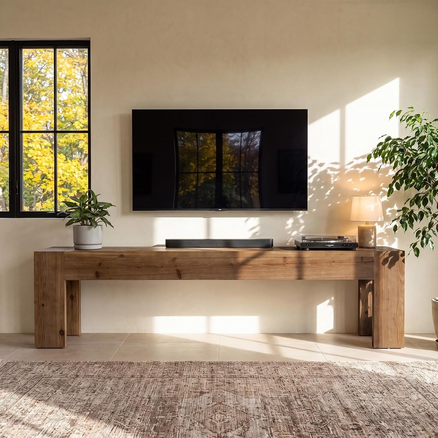 70.87" Solid Wood TV Stand, Extra Long Farmhouse Entertainment Center