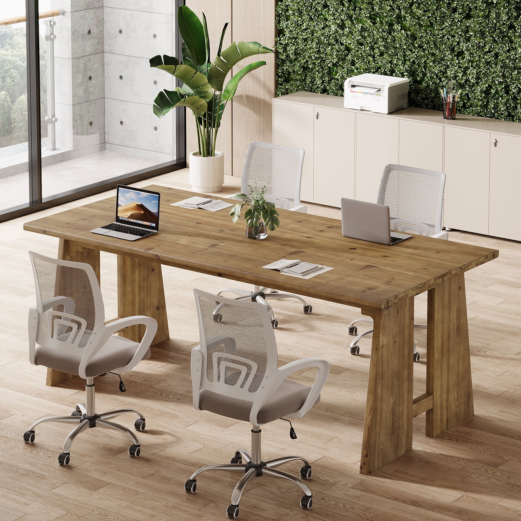 70.8" Conference Table, Wood Meeting Table with Reinforced Legs for 6-8