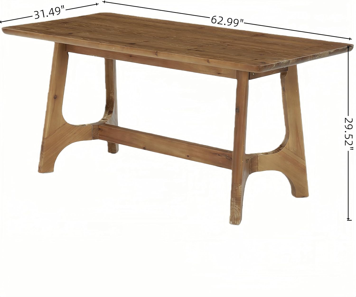 62.99" Rectangle Dining Table, Solid Wood Kitchen Dinner Table for 4-6