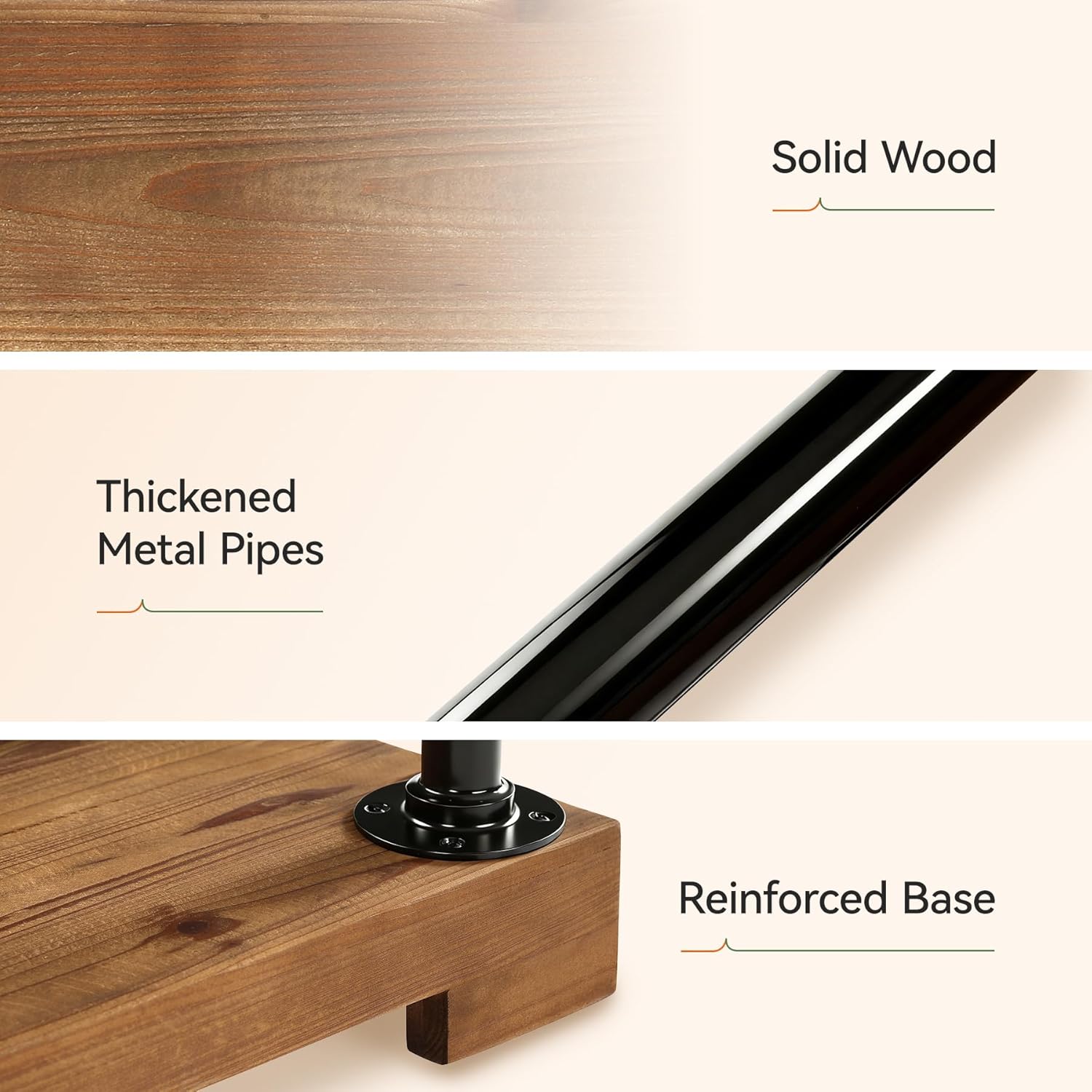 Tribesigns 63" Solid Wood Entryway Bench, Industrial Storage Bench with Shelf