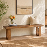 55-Inch Solid Wood Entryway Bench, 350 LB Shoe Bench with Thick Seat for Hallway 3