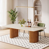 78.7" Dining Table, Kitchen Table With Semi - Circular Stripe Base Tribesigns 3