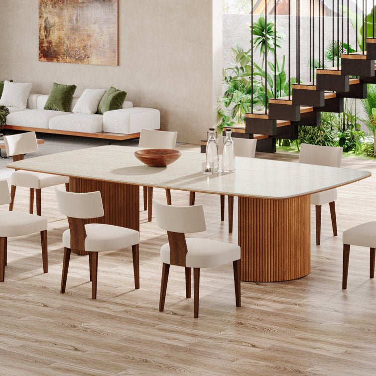 78.7" Dining Table, Kitchen Table With Semi - Circular Stripe Base Tribesigns