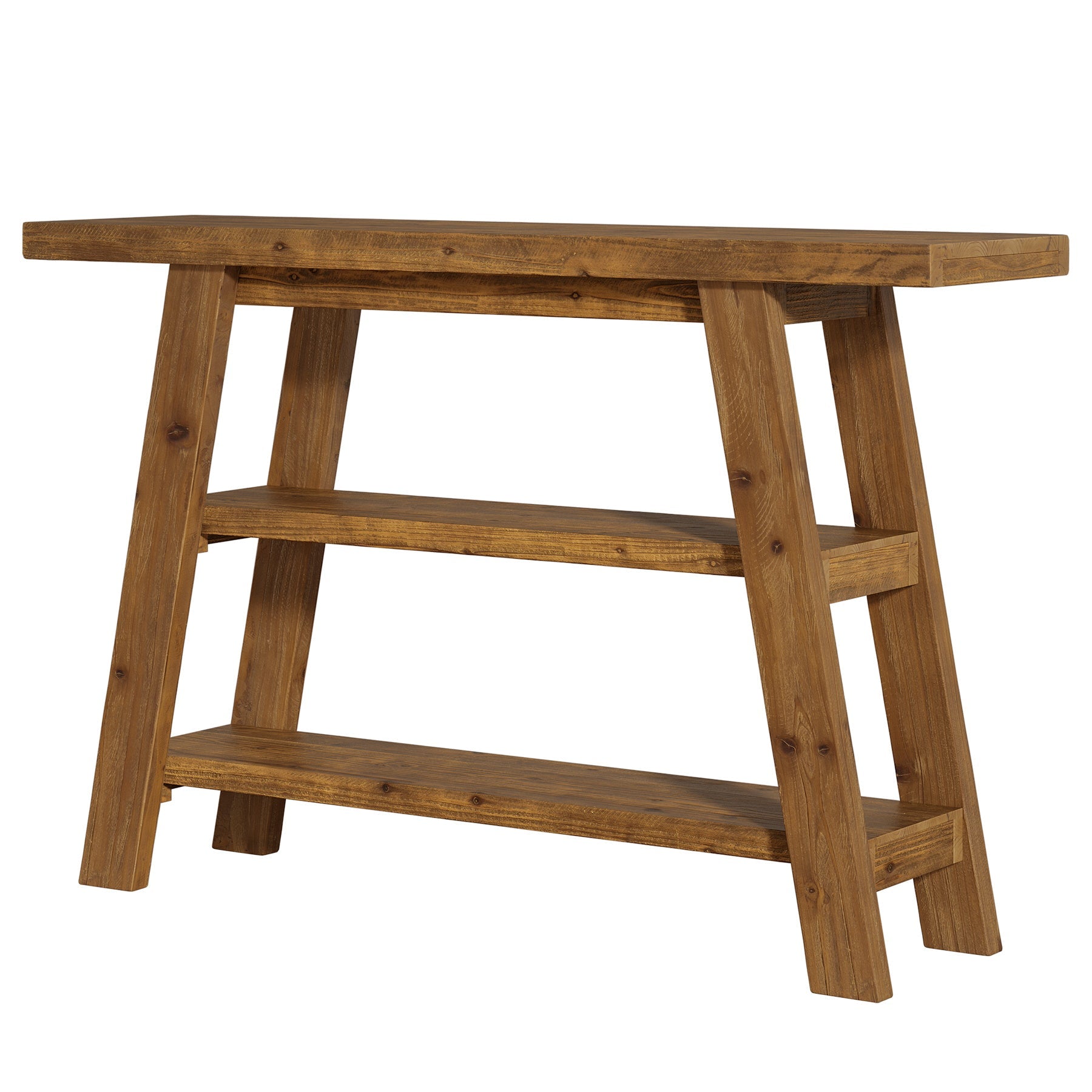 Solid Wood Console Table, 47.24" Farmhouse Entryway Table with 3-Tier Shelves