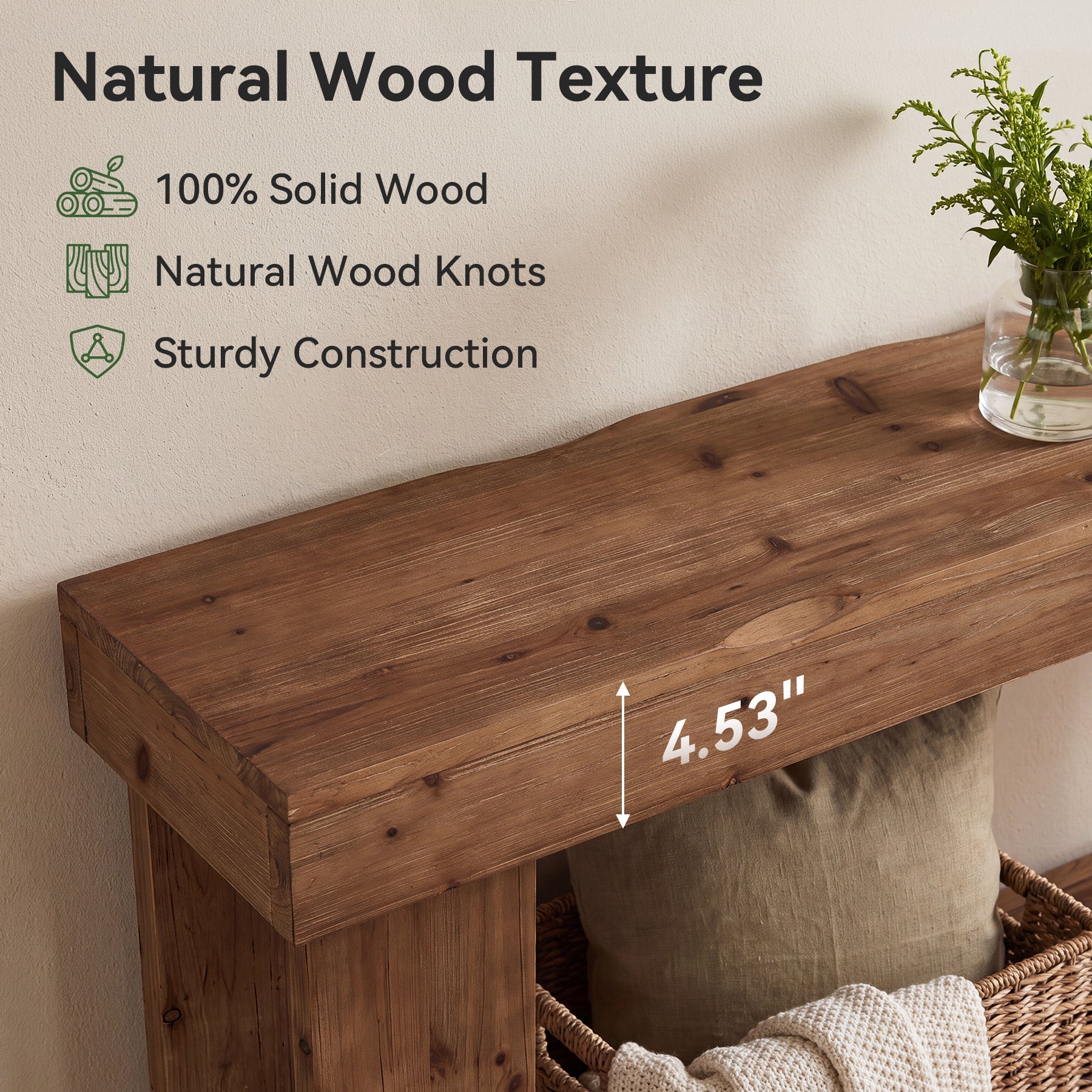 70.87" Solid Wood Console Table, 2-Tier Farmhouse Entryway Table Sofa Table Behind Couch