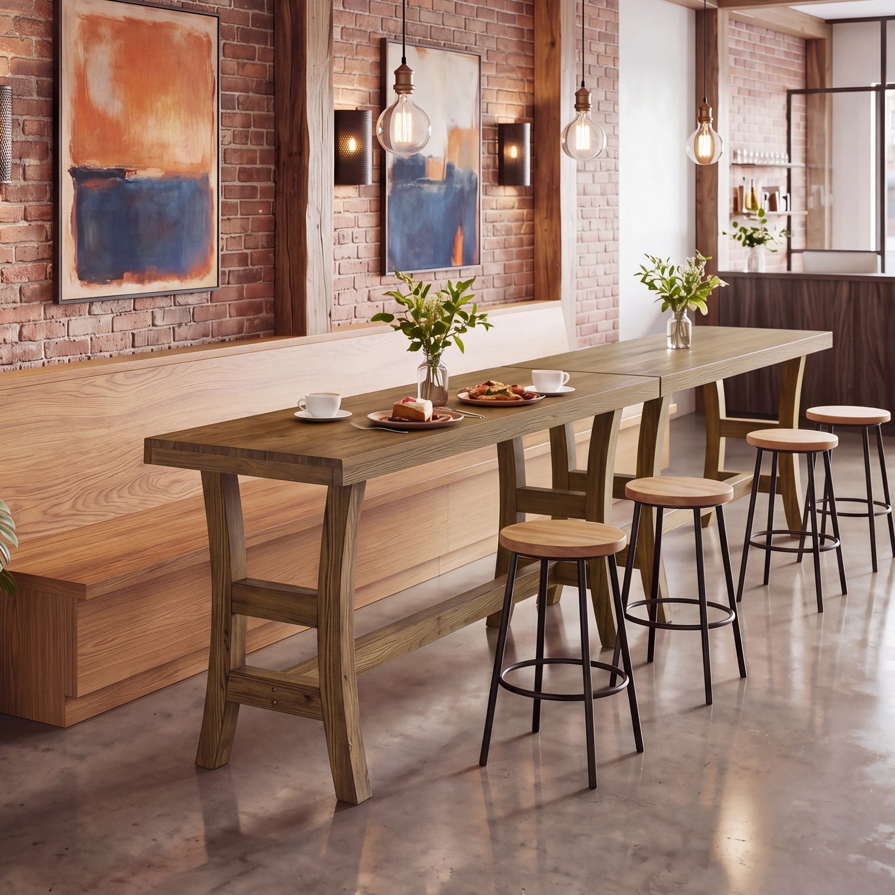 Tribesigns 63-Inch Bar Table, Solid Wood Counter Height Pub Table for Kitchen Dining Bistro (Without Chair)