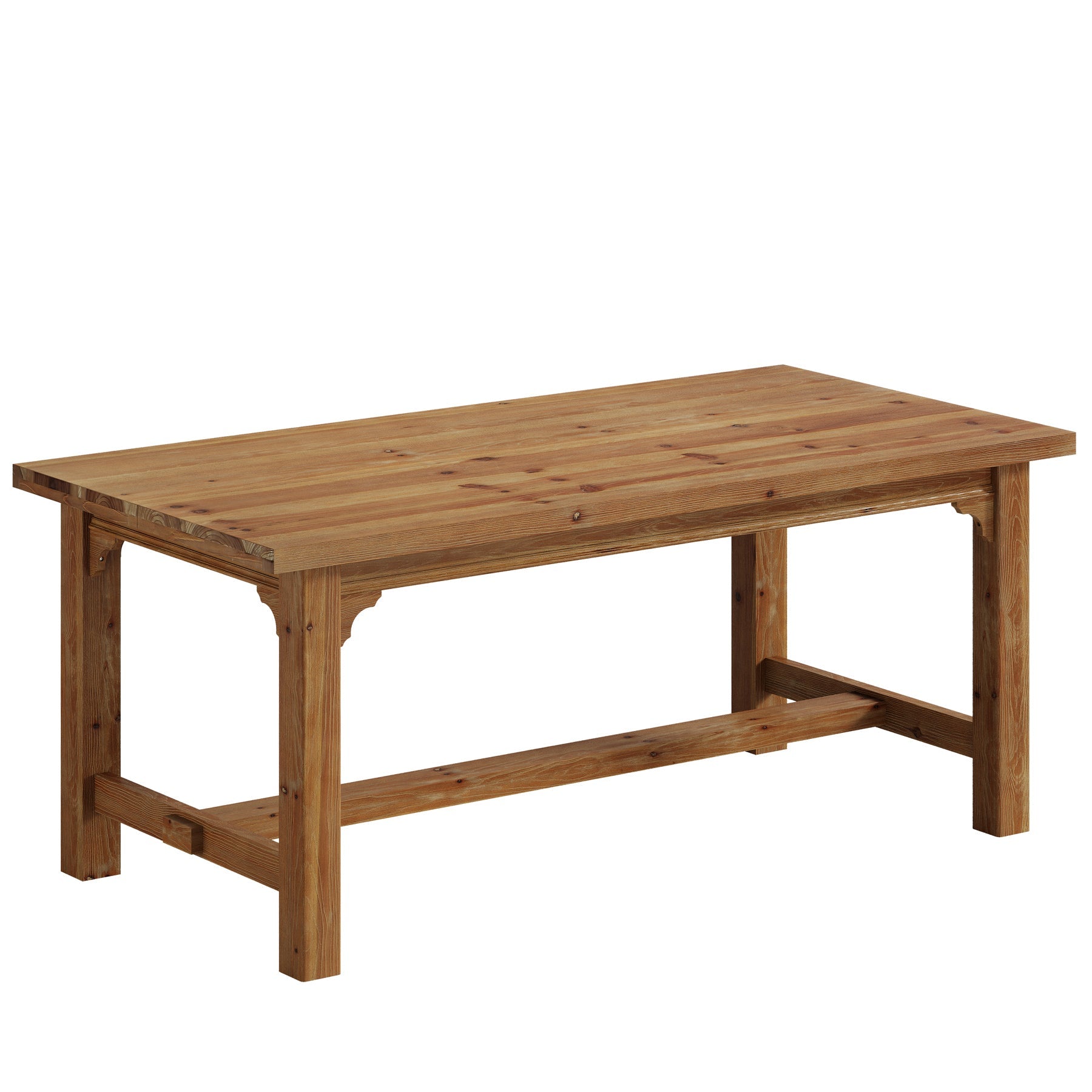 Solid Wood Dining Table, 63" Rectangular Kitchen Table with Foot Bar
