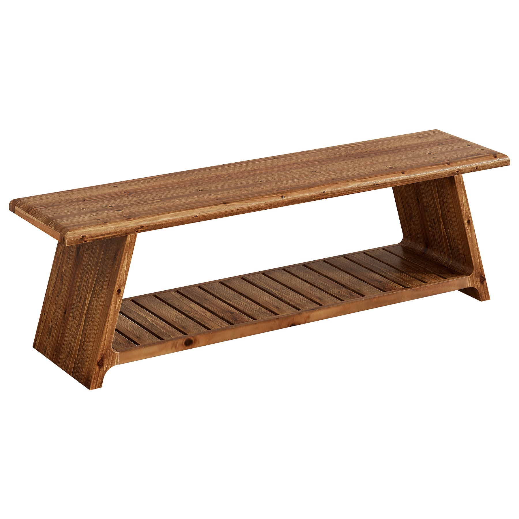 63" Solid Wood Entryway Bench, Narrow Shoe Bench Seat with Storage