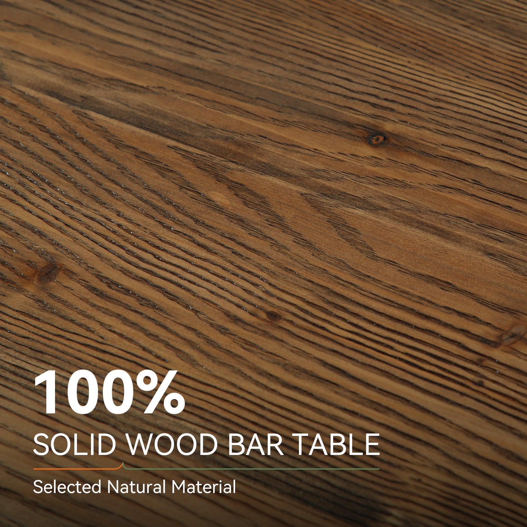 47" Solid Wood Bar Table, 3-Tier Home Bar Unit with Storage Shelves & 5 Hooks