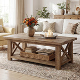 47" Coffee Table, Solid Wood Coffee Table with X-Frame 3