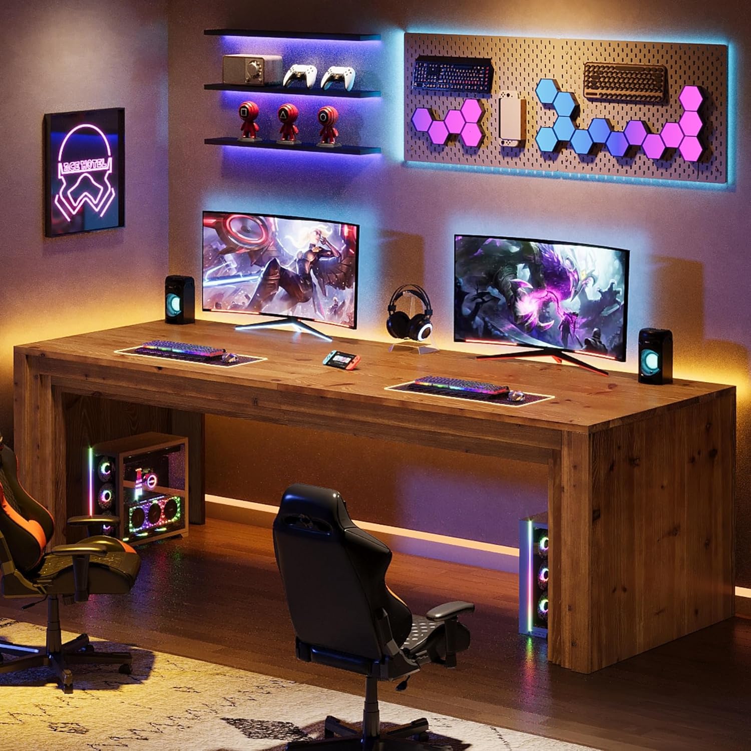 78.7" Executive Desk, Solid Wood Writing Desk for Home Office