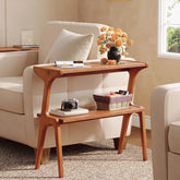 2-Tier Slim End Table,  Solid Wood Sofa Side Table with Storage Shelf 3