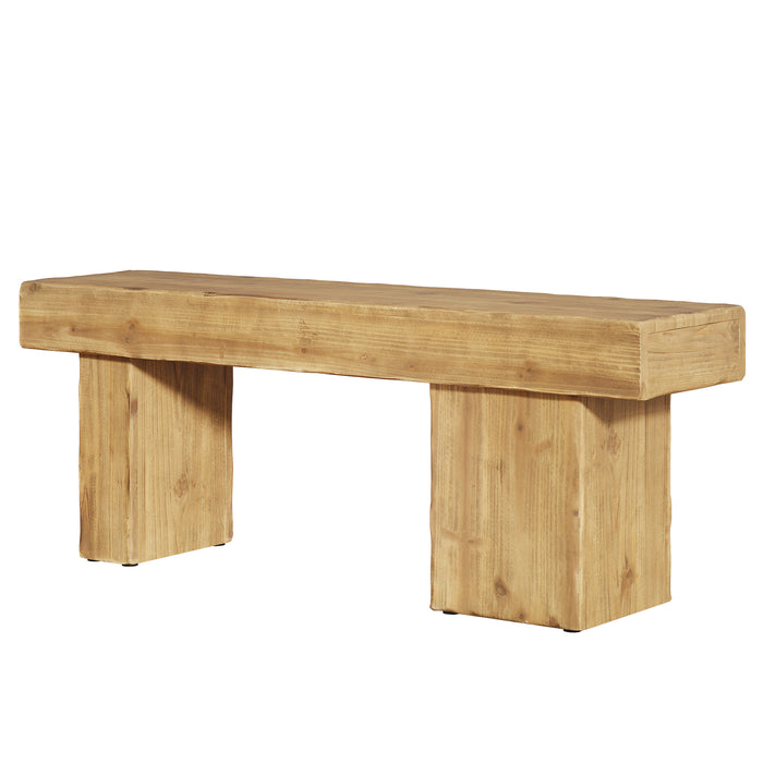 Solid Wood Bench, 47" Farmhouse Entryway Bench with Artistic Legs - Thumbnail 4