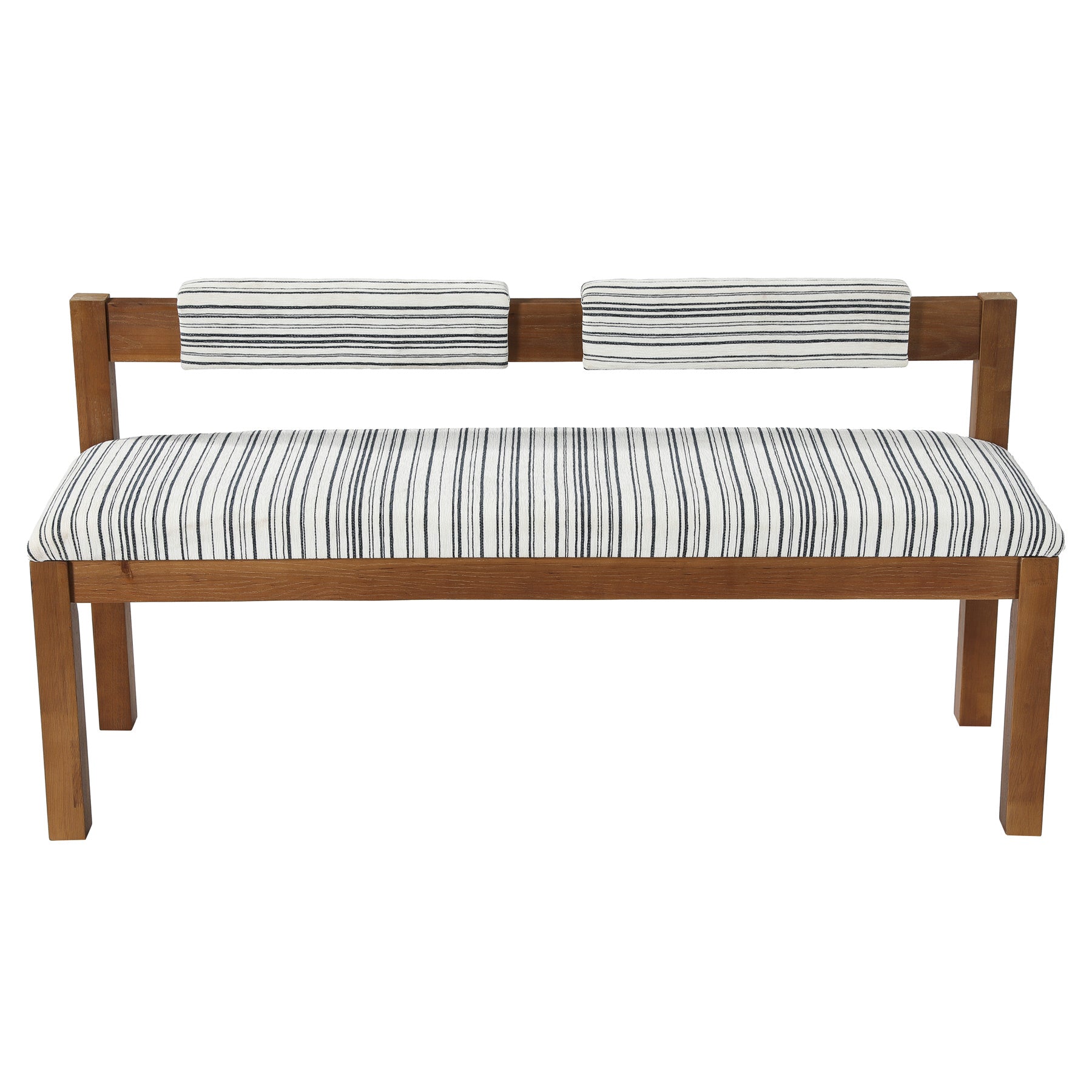 55" Solid Wood Entryway Bench, Upholstered Bench End of Bed Bench with Backrest