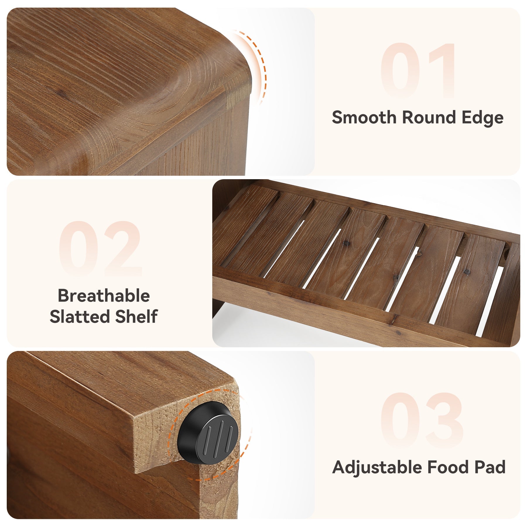 23.6" Solid Wood End Table, Narrow Sofa Side Table with Slatted Shelf